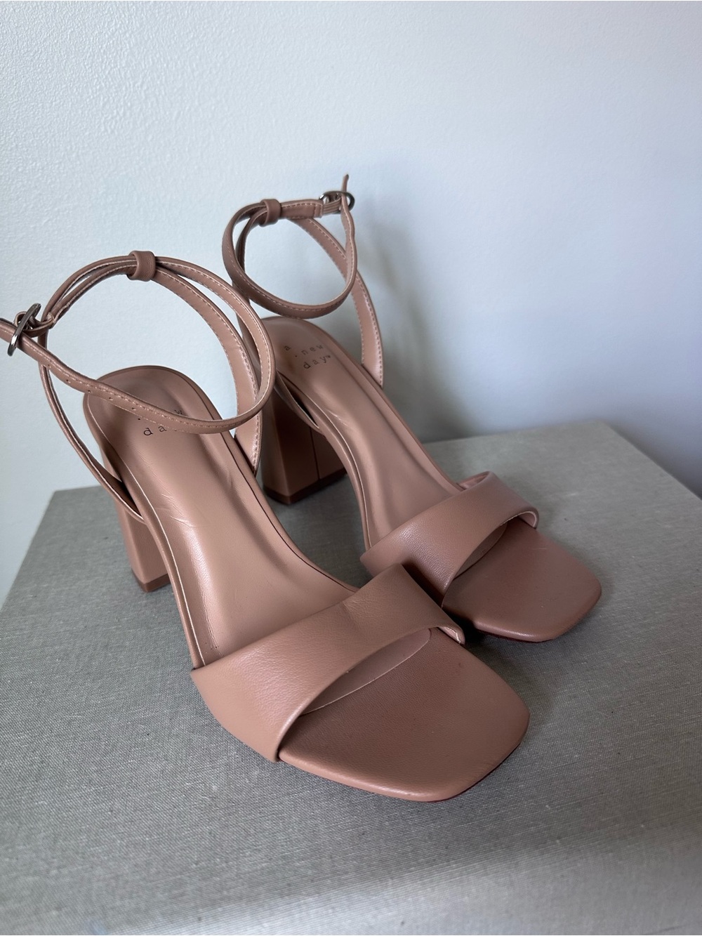 a new day Mauve-Tan Block Heel Ankle-Strap Sandals